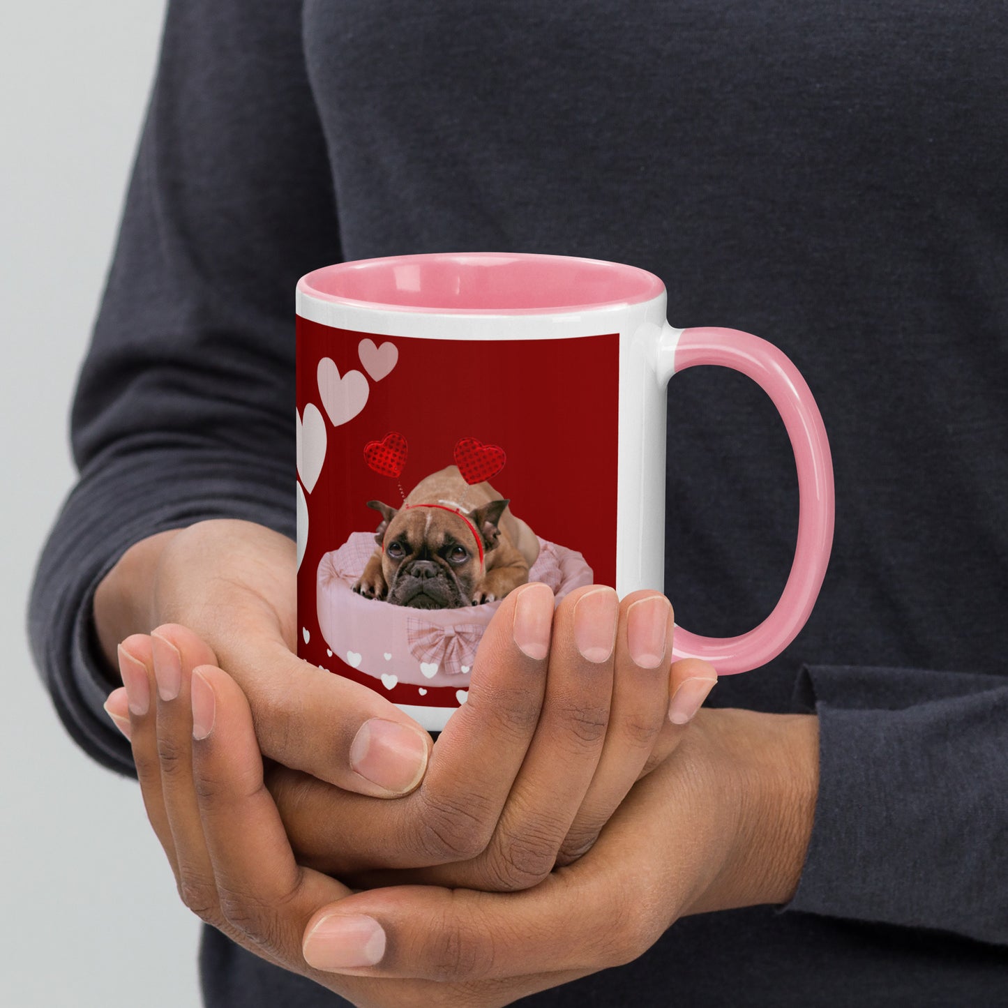 Dog Mom Valentines Day Mug with Color Inside