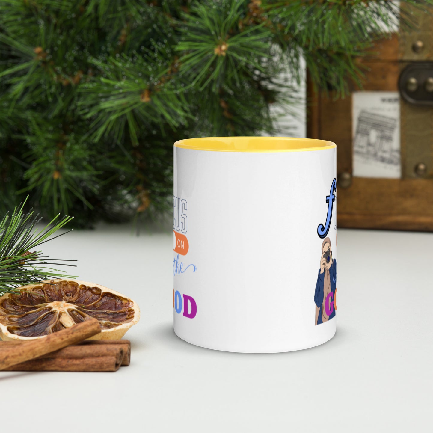 Focus on positivity mug with Color Inside