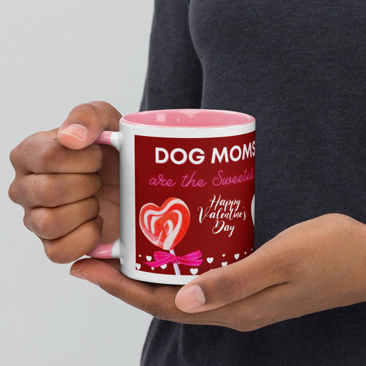 Dog Mom Valentines Day Mug with Color Inside
